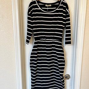 Moyabo Black and White Striped Dress (medium)